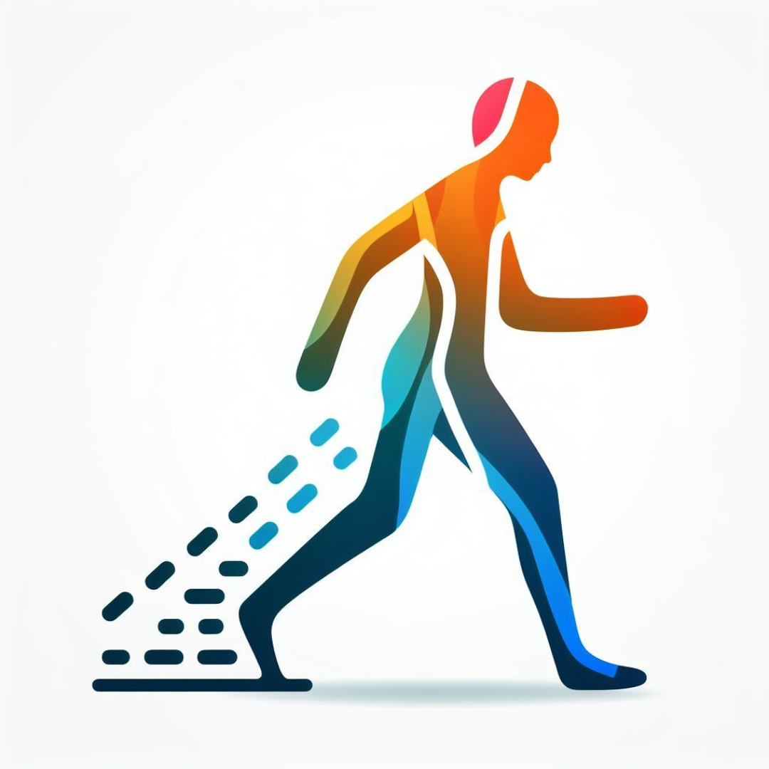 A non-gendered humanoid with rainbow colors walking